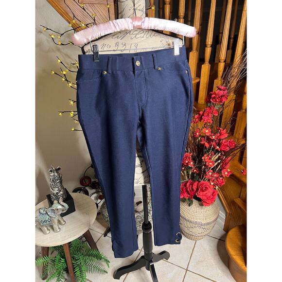 Michael Kors Women Leggings Blue Mid Rise Pull On Stretch Skinny Pants Fit Sz. S - Picture 1 of 10